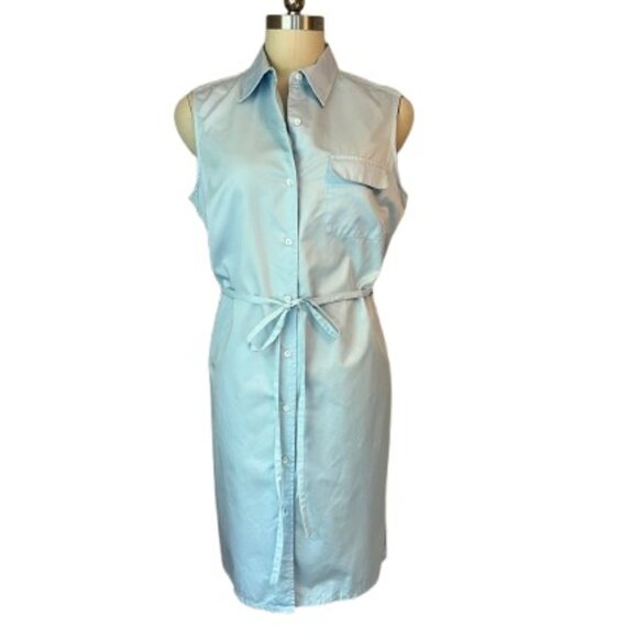 NWT Nine West Sleeveless Belted Button-Down Shirt Dress - Picture 1 of 8